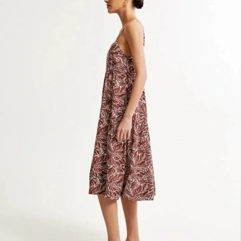 ABERCROMBIE | Brown & Cream Trapeze Midi Dress | SIZE XXS - Picture 3 of 8